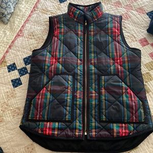 Festive Plaid J Crew Factory Puffer Vest